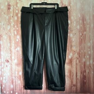 Who What Wear Black Cuffed Foldover Faux Leather Pants Size 20W